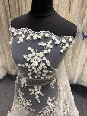 Ivory Embroidered Sequin Tulle – EB3005