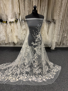 Ivory Embroidered Beaded Tulle - EB1053