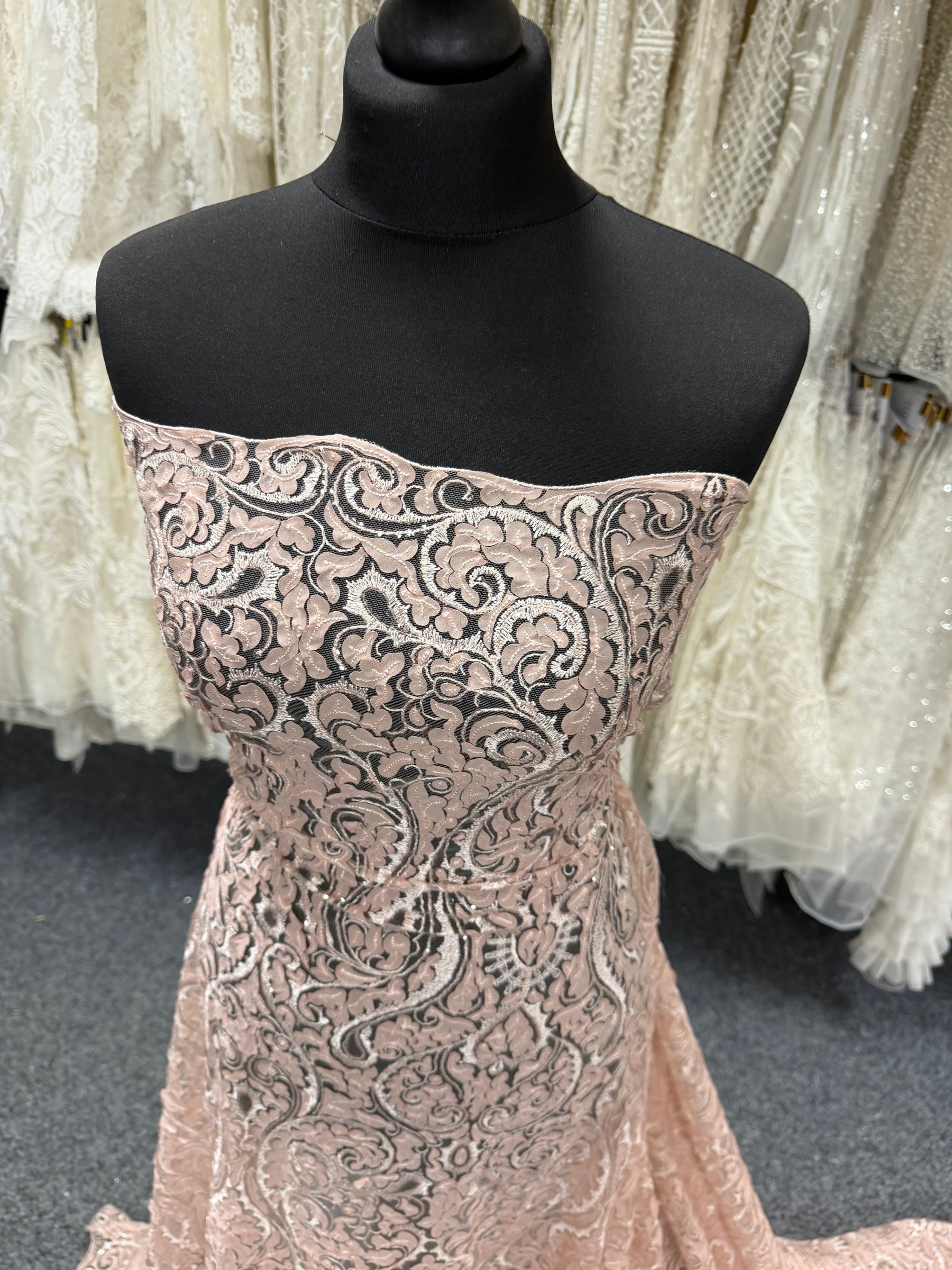 Dusky Pink Embroidered Sequin Tulle – EB3008