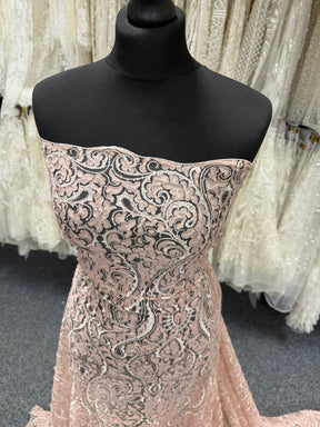Dusky Pink Embroidered Sequin Tulle – EB3008