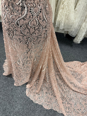 Dusky Pink Embroidered Sequin Tulle – EB3008