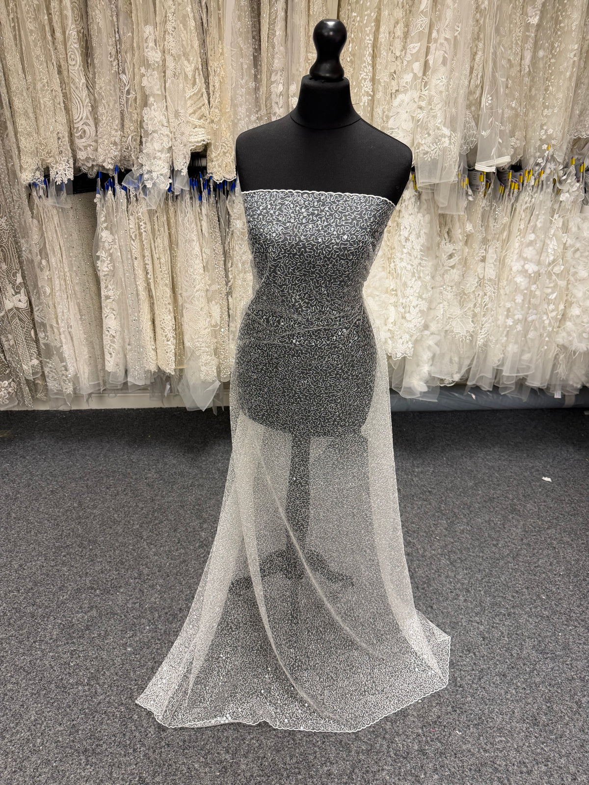 Ivory Embroidered Sequin Tulle – EB3001