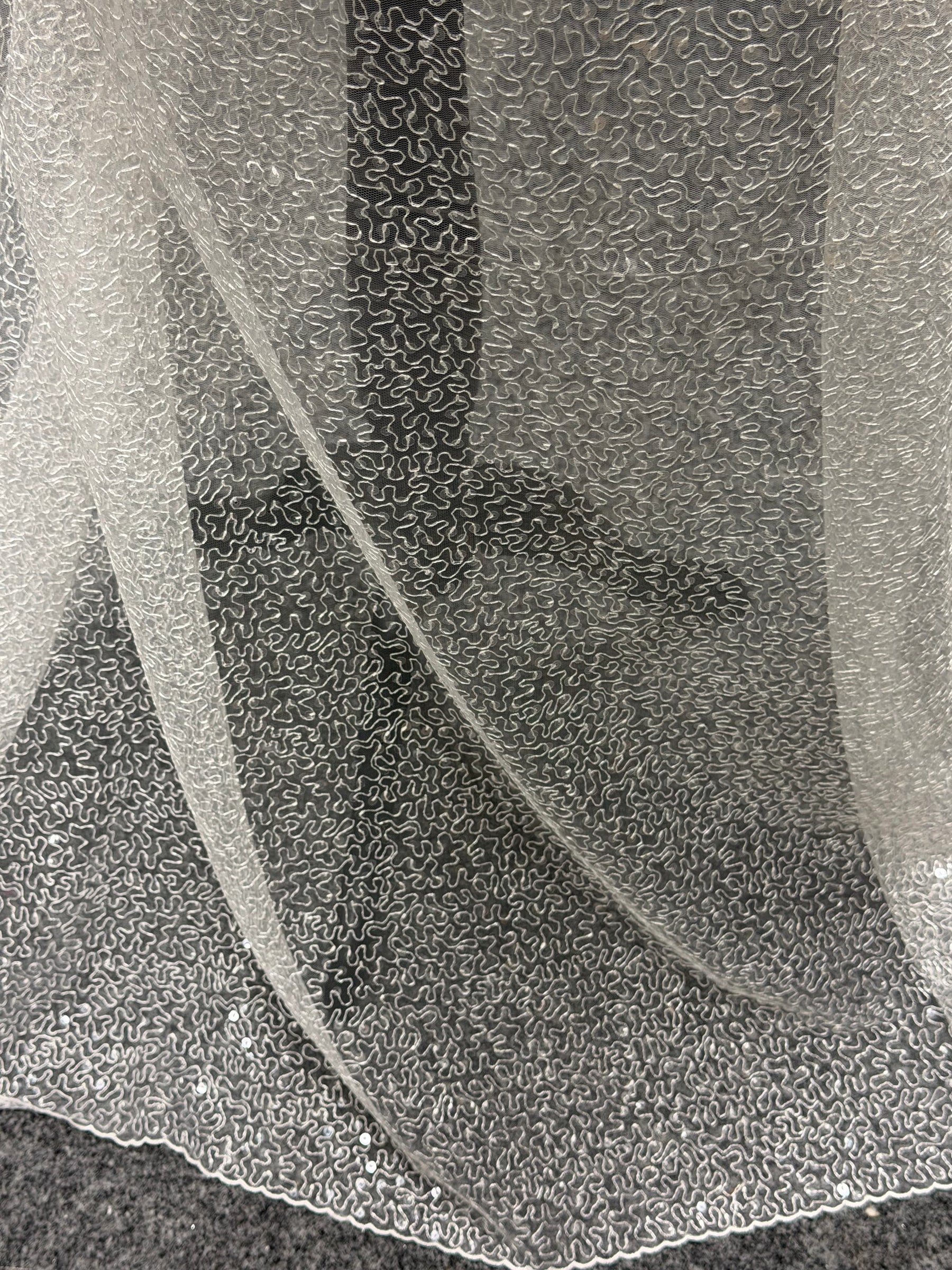 Ivory Embroidered Sequin Tulle – EB3001