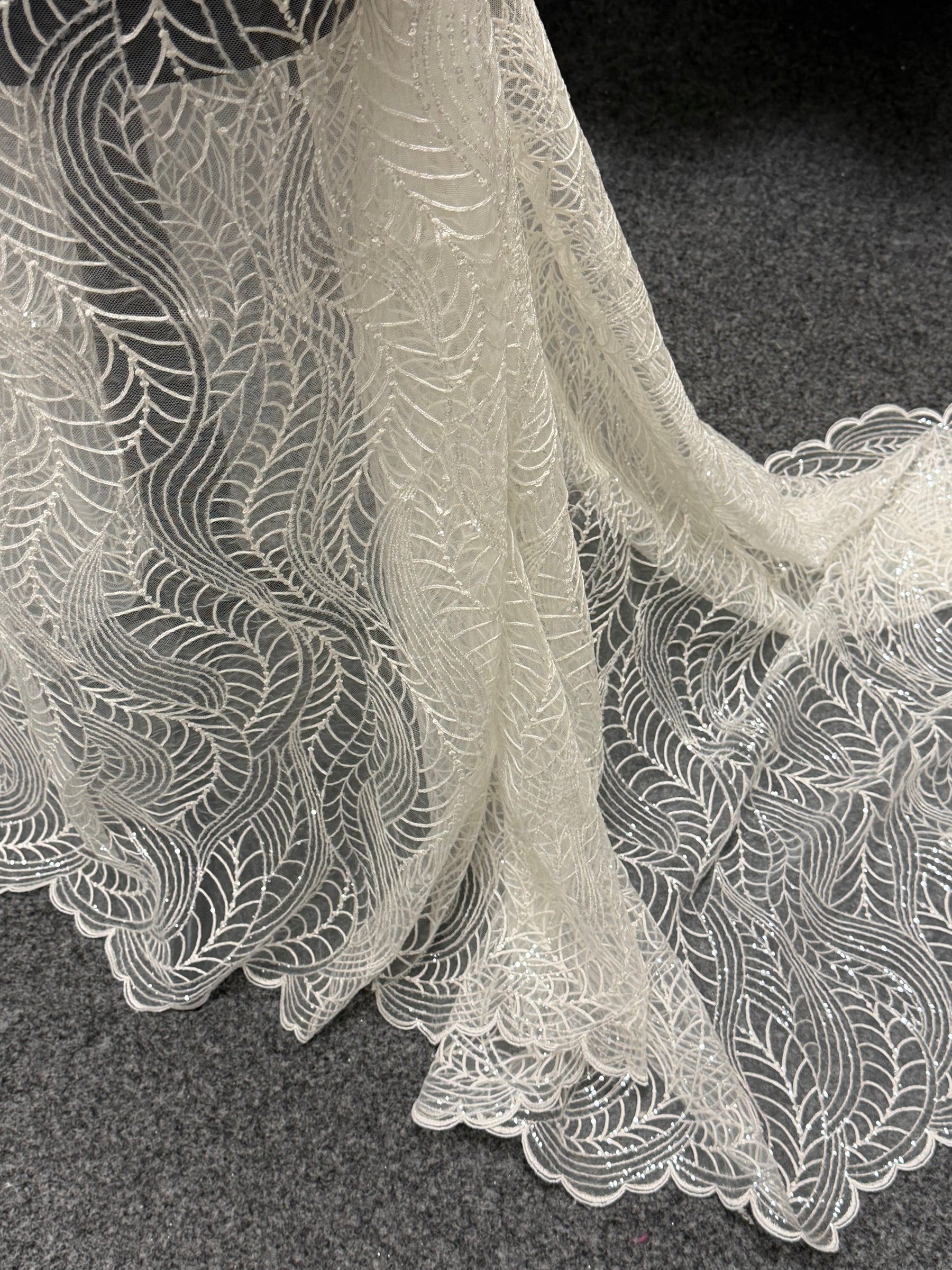Ivory Sequin Bridal Lace - EB3033