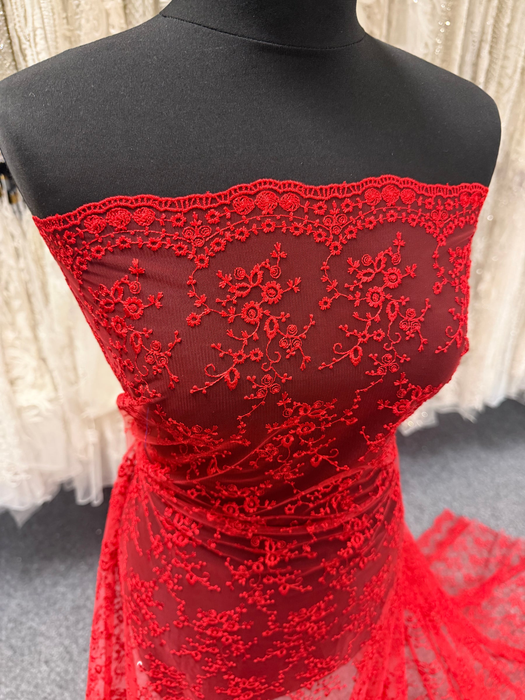 Red Embroidered Lace - P615