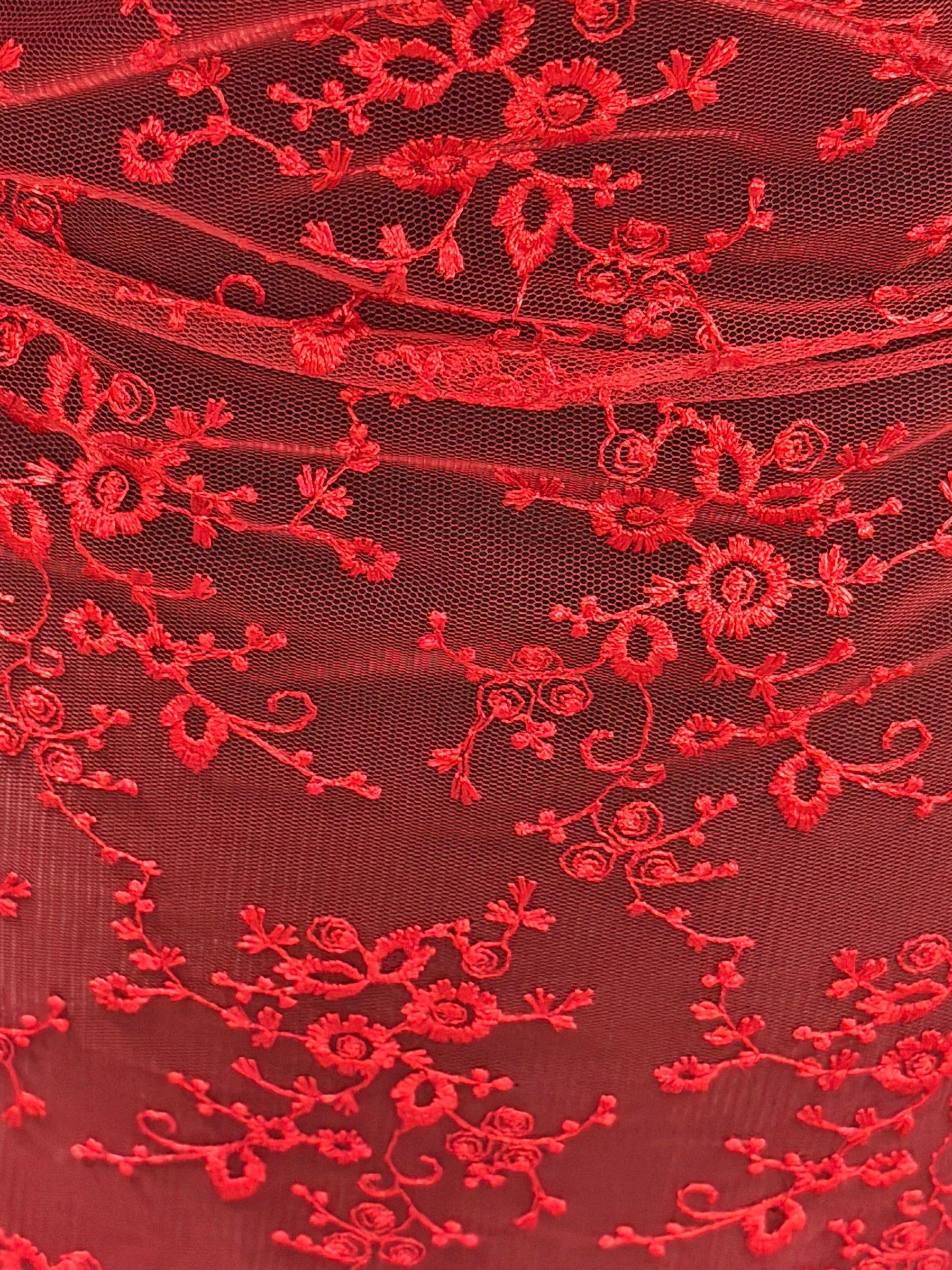 Red Embroidered Lace - P615