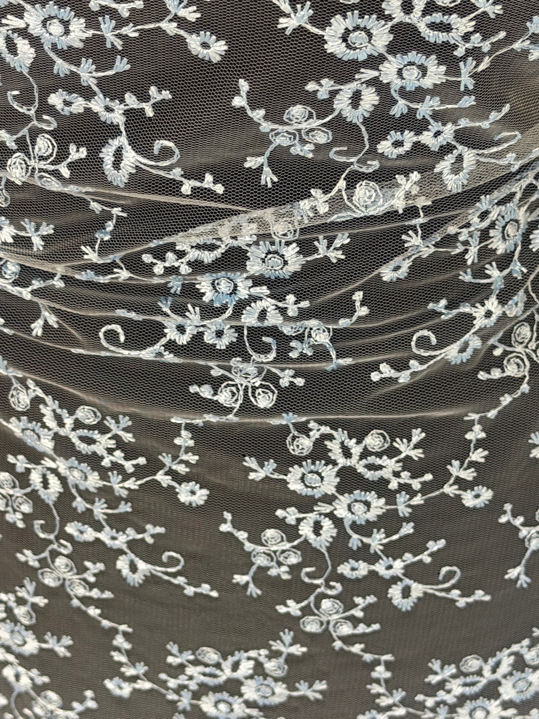 Sky Blue Embroidered Lace - P615