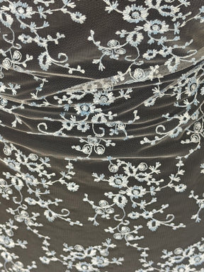 Sky Blue Embroidered Lace - P615