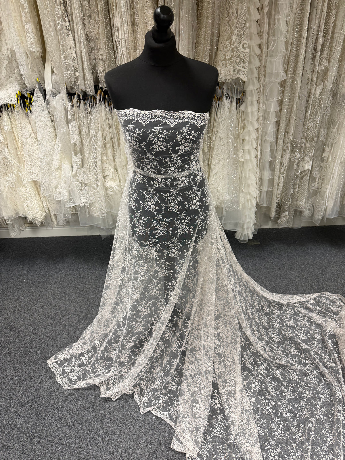Shell Pink Embroidered Lace - P615