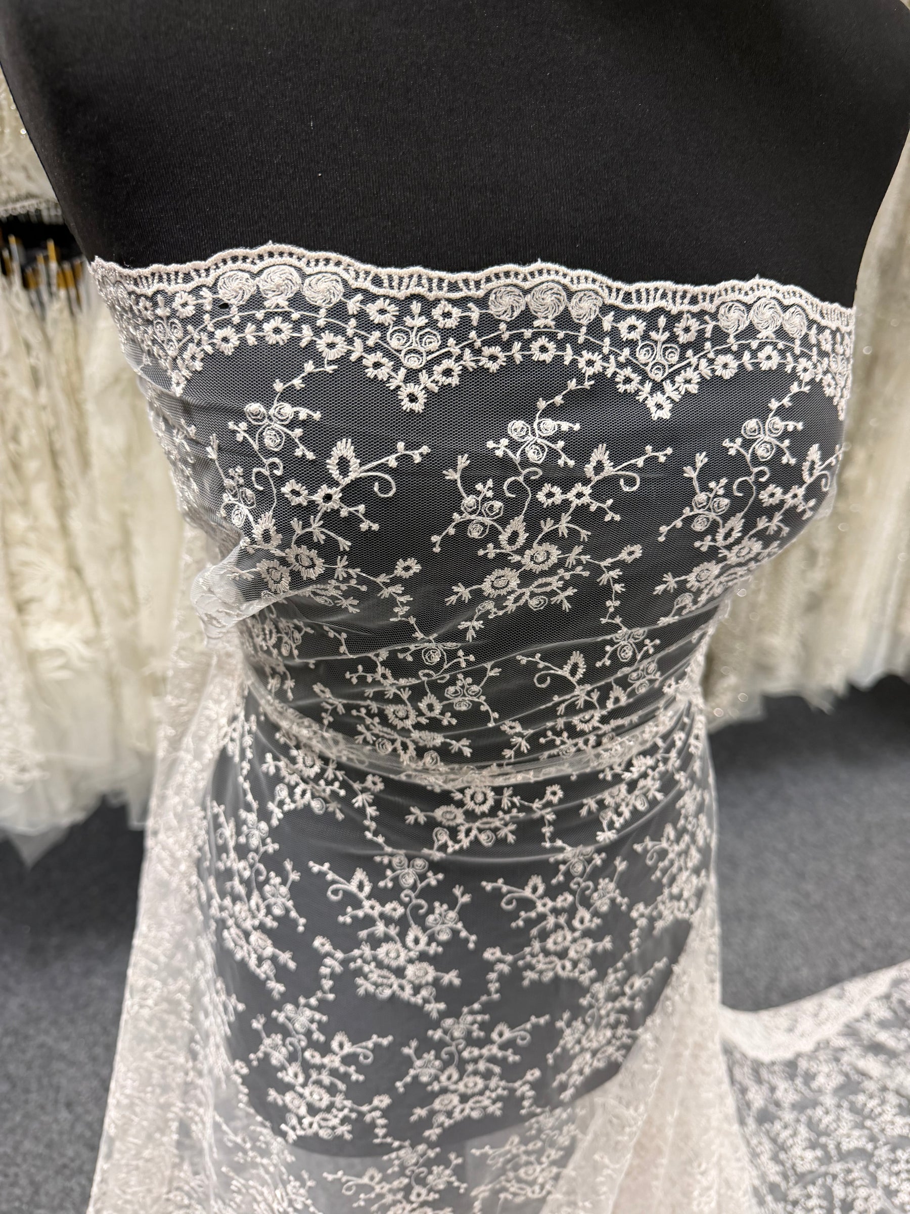 Shell Pink Embroidered Lace - P615