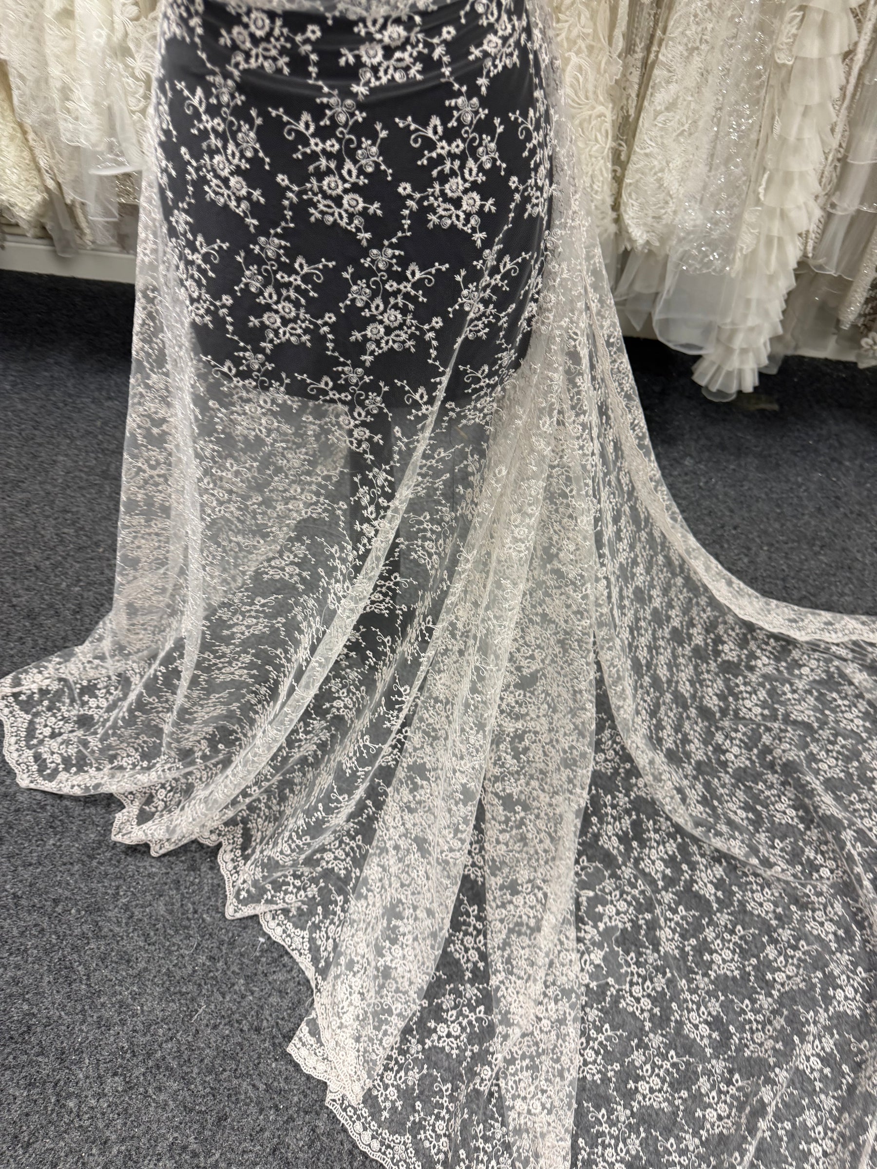 Shell Pink Embroidered Lace - P615