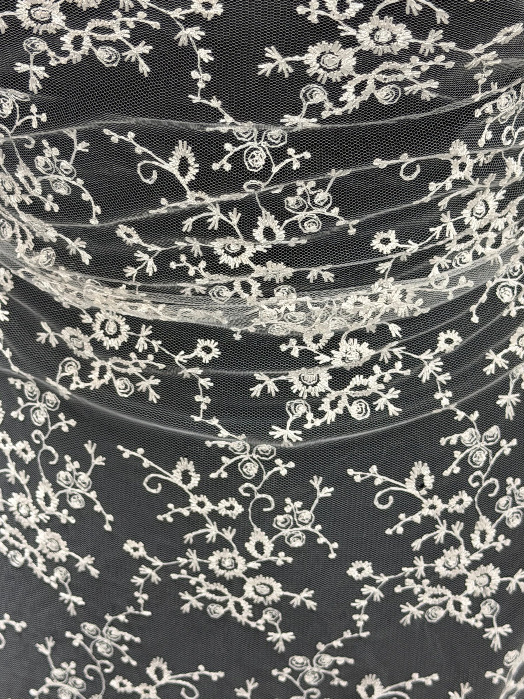 Shell Pink Embroidered Lace - P615