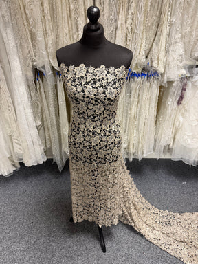 Coffee Sequin Guipure Lace - P220