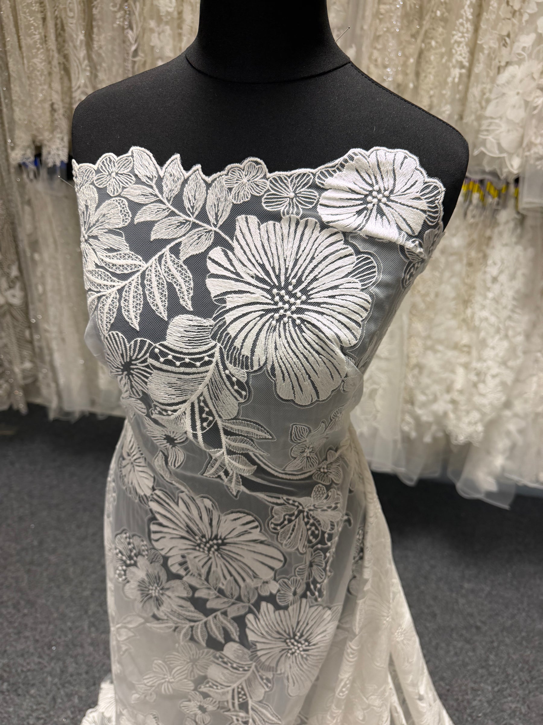 Ivory Embroidery Floral Lace - EB5057
