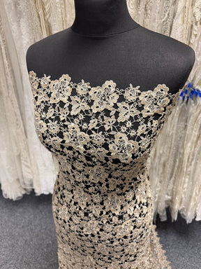 Coffee Sequin Guipure Lace - P220