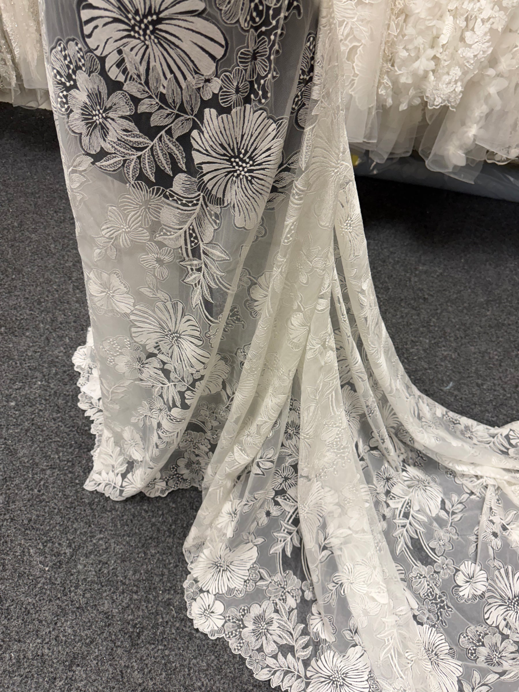 Ivory Embroidery Floral Lace - EB5057