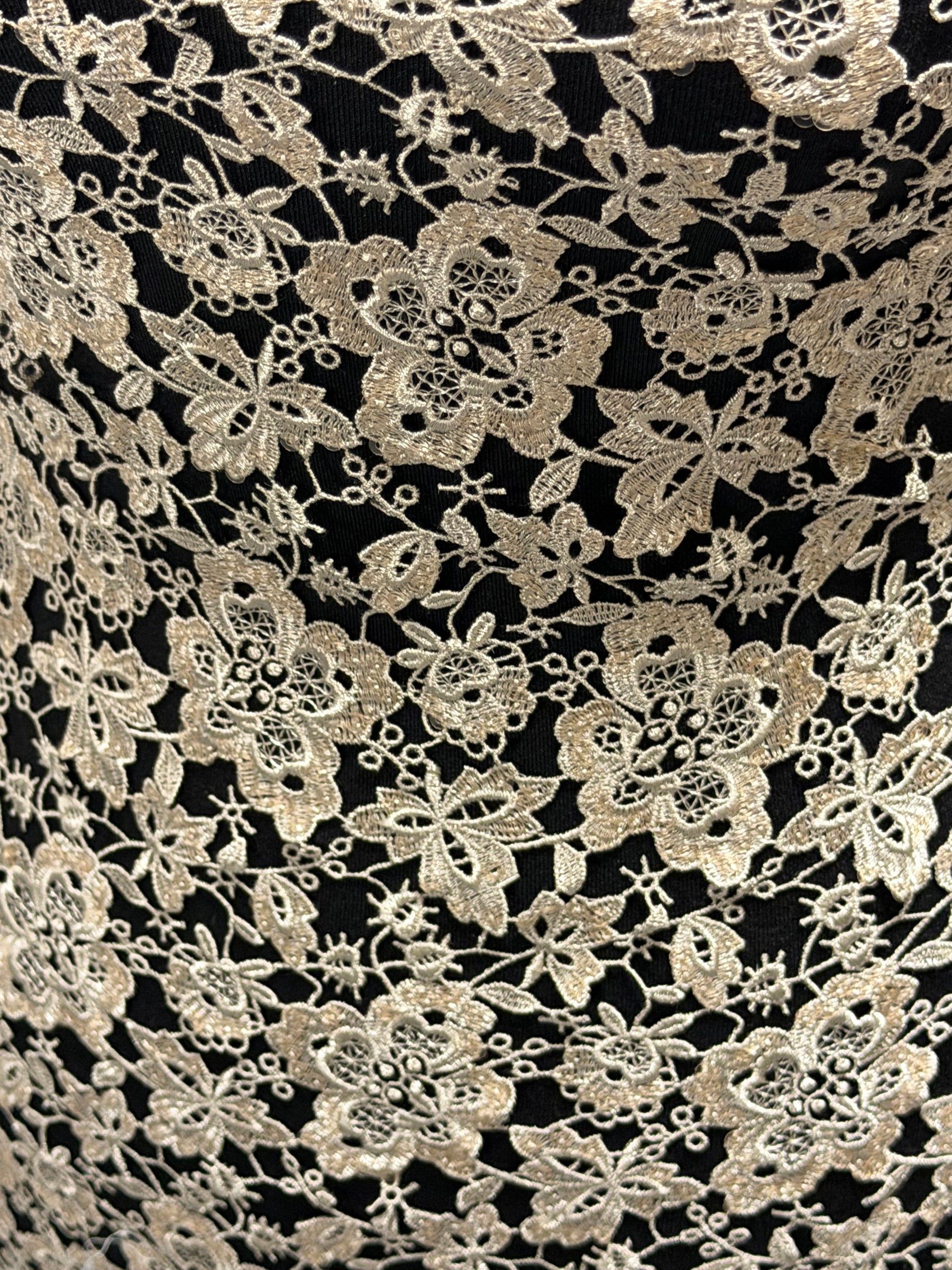 Coffee Sequin Guipure Lace - P220