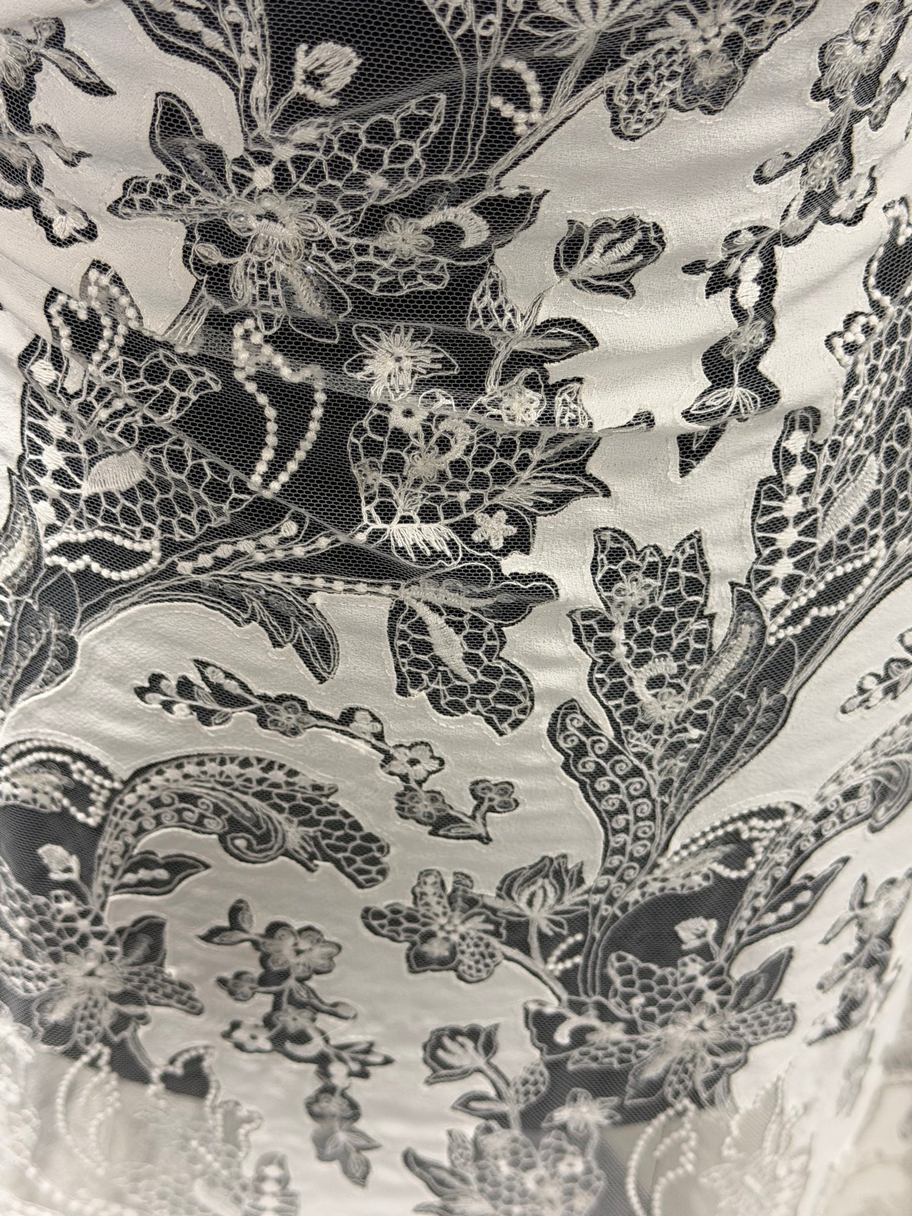 Ivory Fabric Embellished Embroidery Lace - EB3039