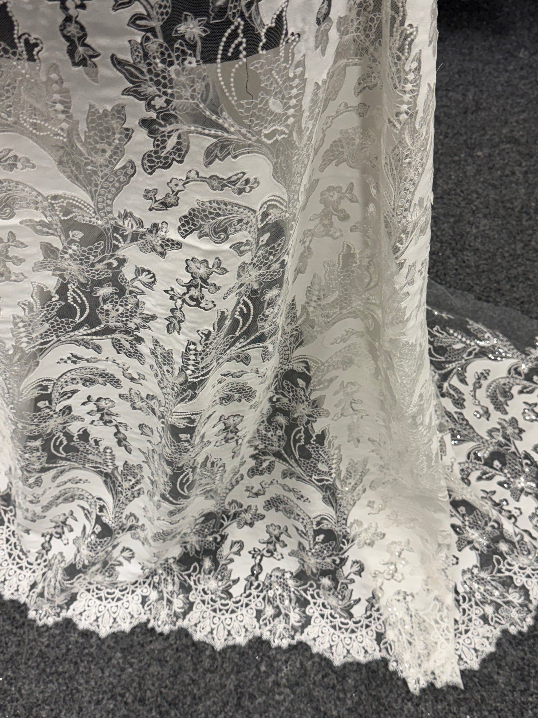 Ivory Fabric Embellished Embroidery Lace - EB3039