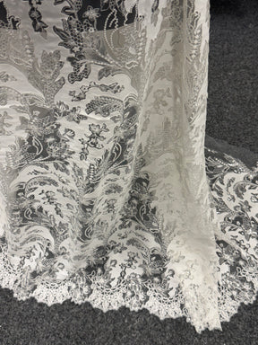 Ivory Fabric Embellished Embroidery Lace - EB3039