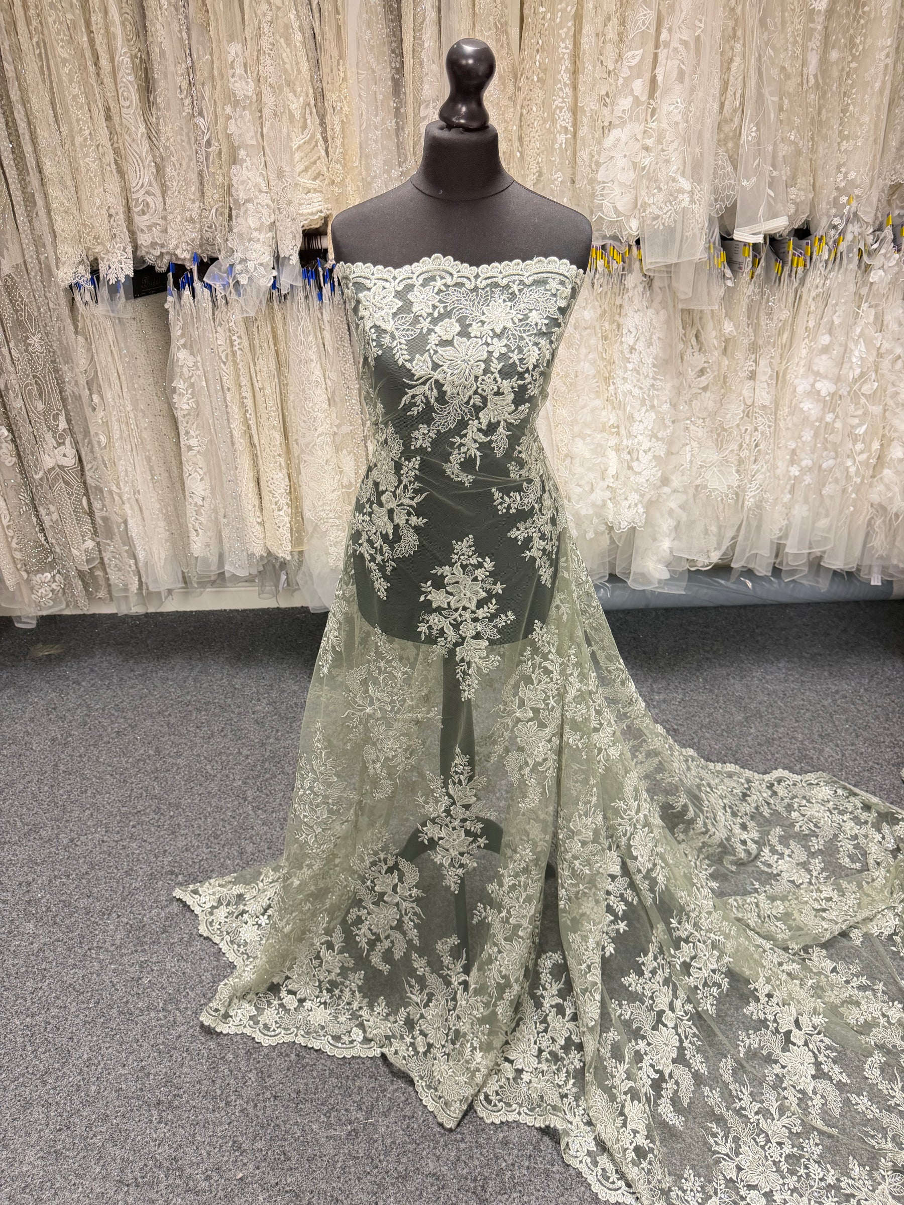 Willow Green Sequin Lace - EB3064
