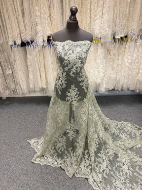 Willow Green Sequin Lace - EB3064