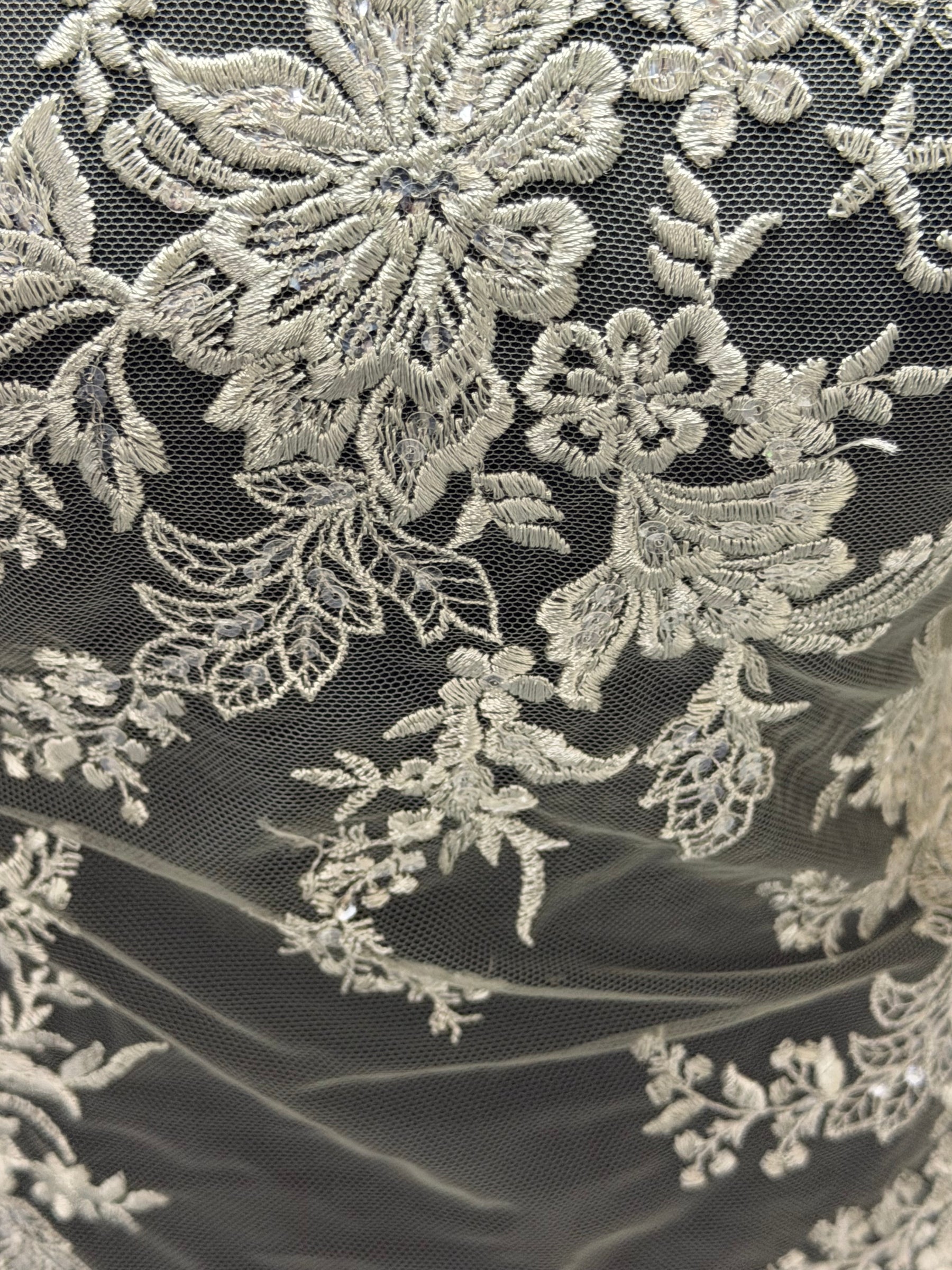 Willow Green Sequin Lace - EB3064