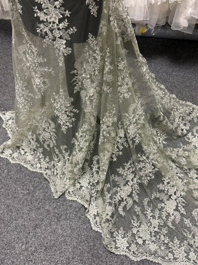 Willow Green Sequin Lace - EB3064