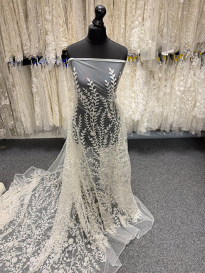 Ivory Embroidered Beaded Tulle - EB1097