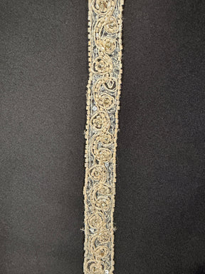 Coffee Beaded Lace Trim - T80