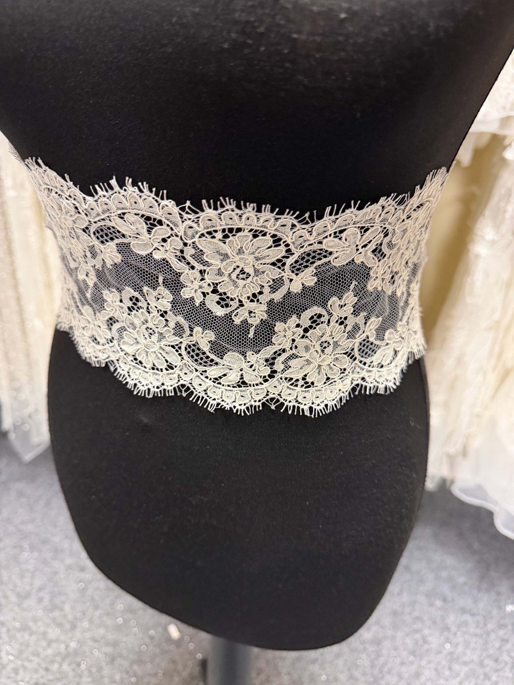 Ivory Corded Chantilly Lace Trim - Adina