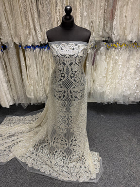 Ivory Latticed Glitter Tulle – Ballgown