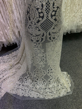 Ivory Latticed Glitter Tulle – Ballgown