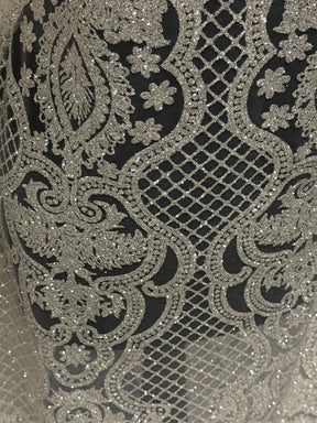 Ivory Latticed Glitter Tulle – Ballgown