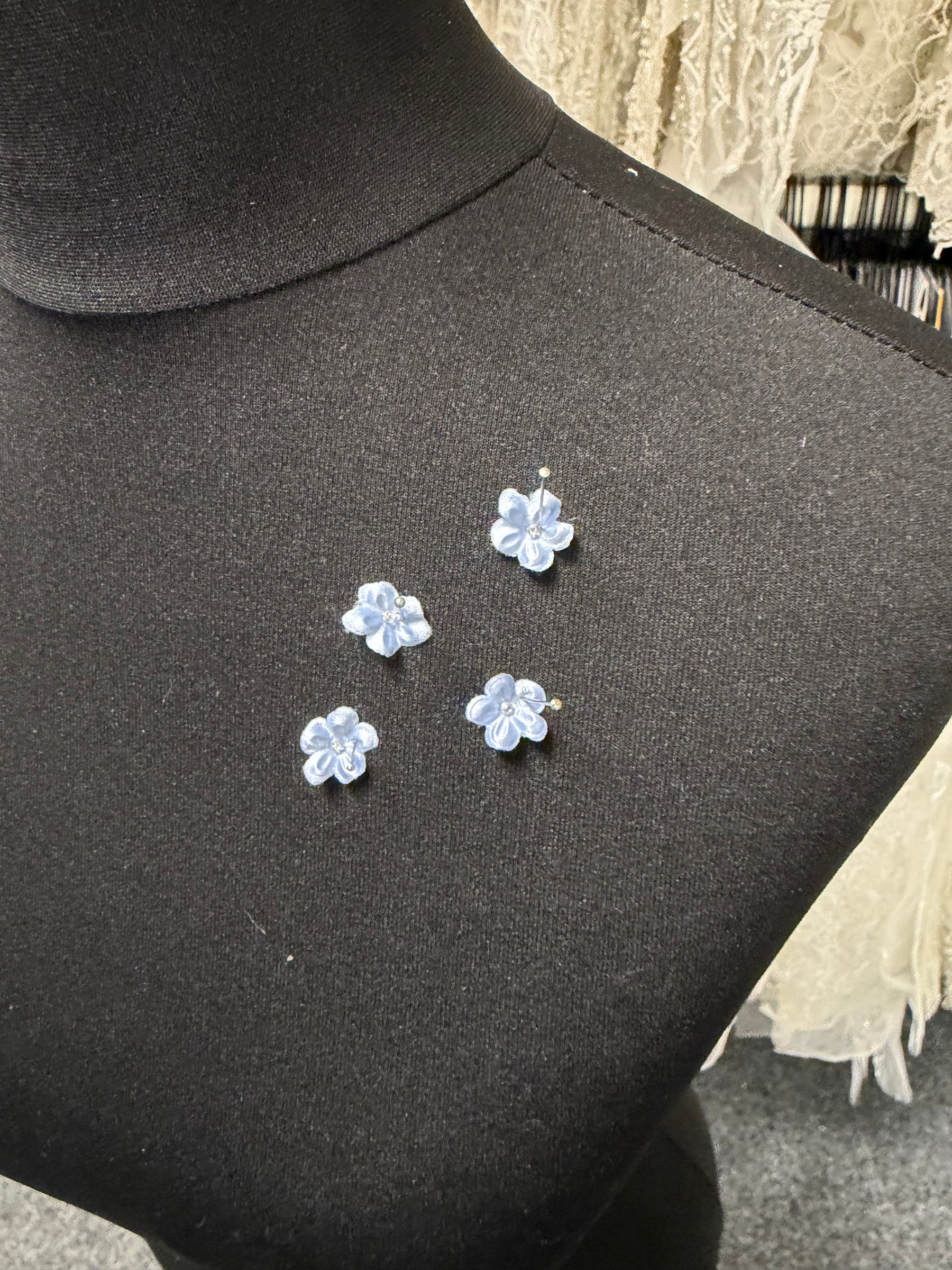 Cloudy Blue Satin Flowers - M14 (Bag of 144)