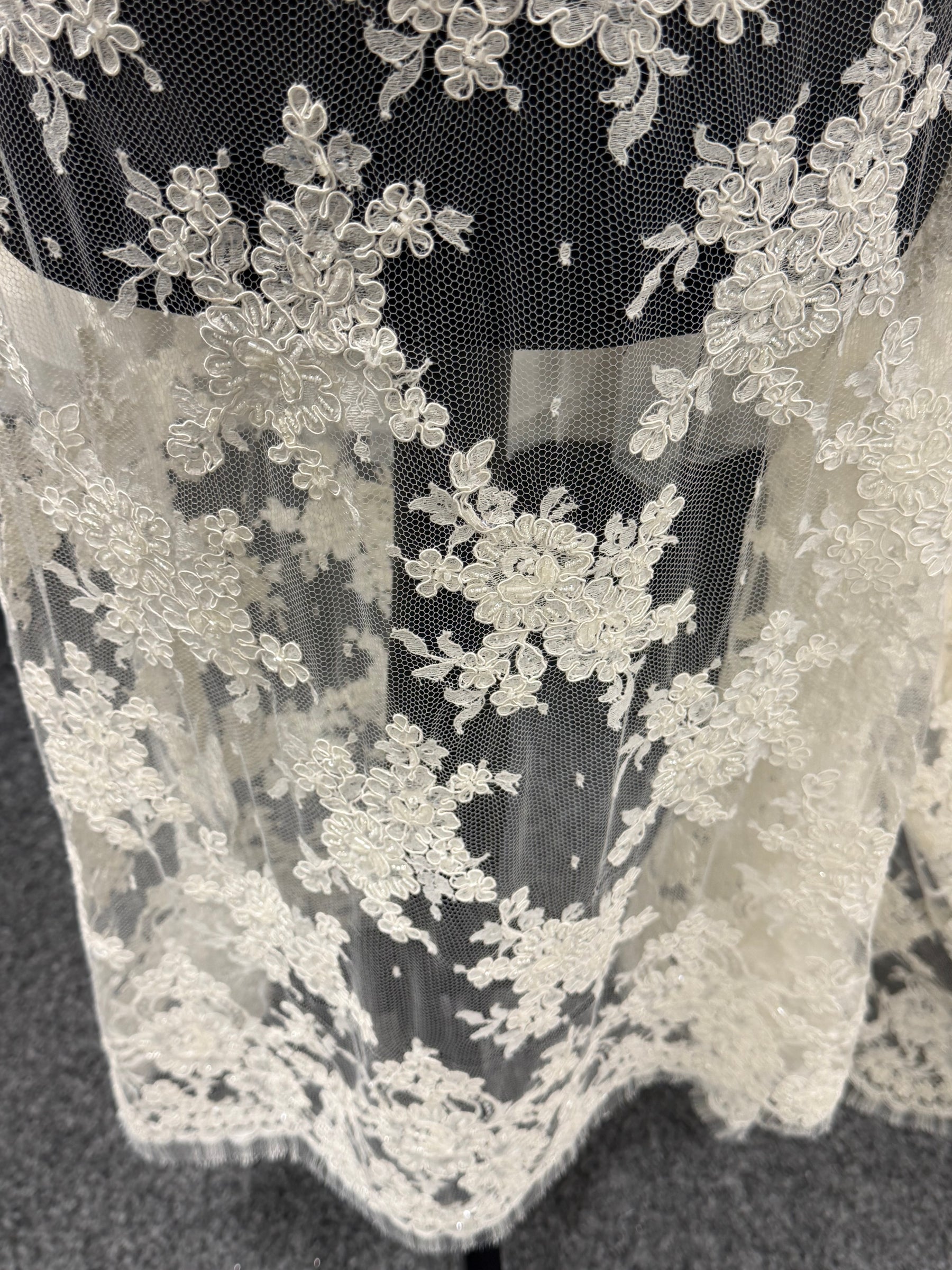 Ivory Corded & Beaded Chantilly Lace - P238