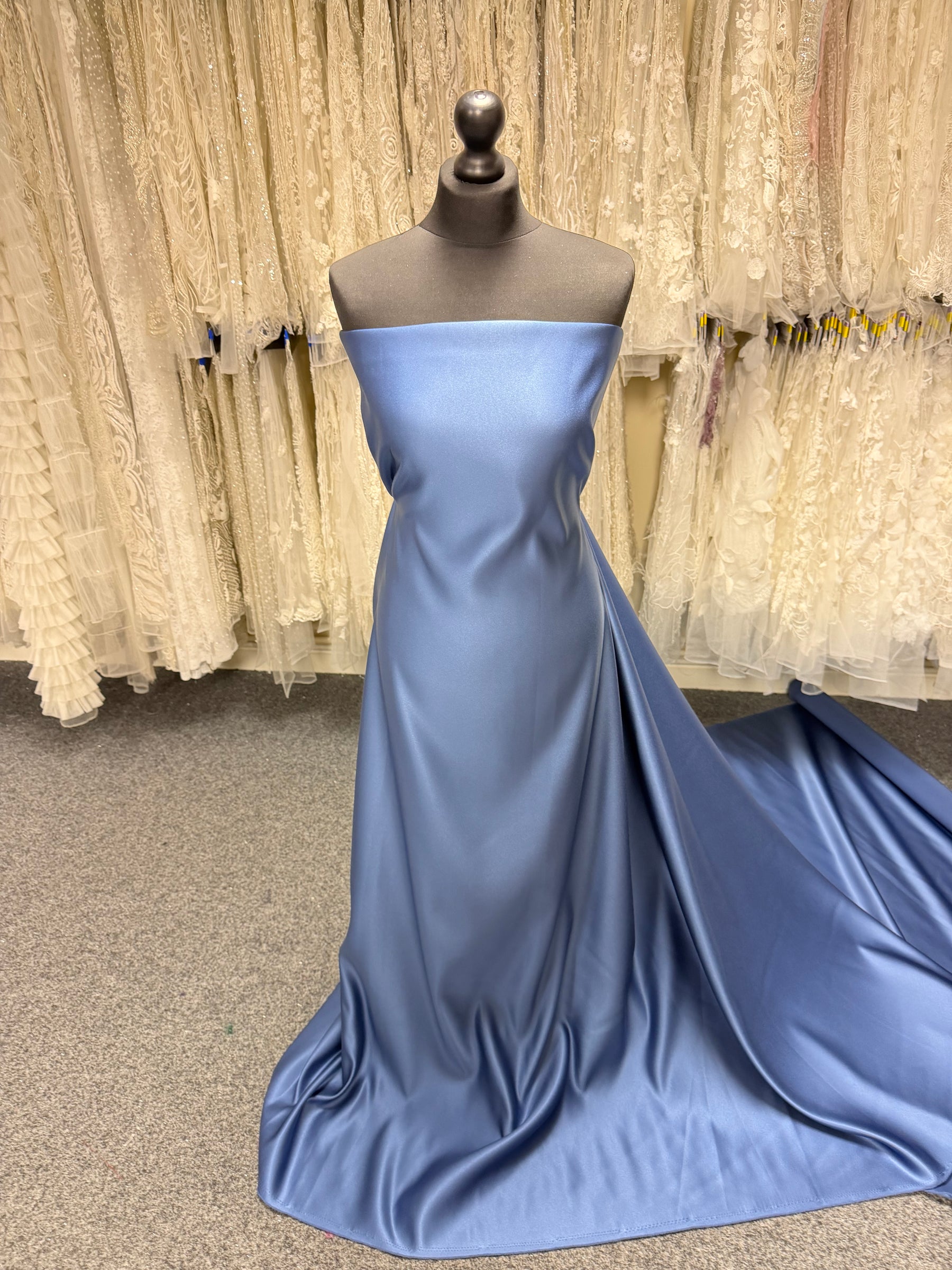 Mineral Blue Polyester Duchess Satin - Contessa