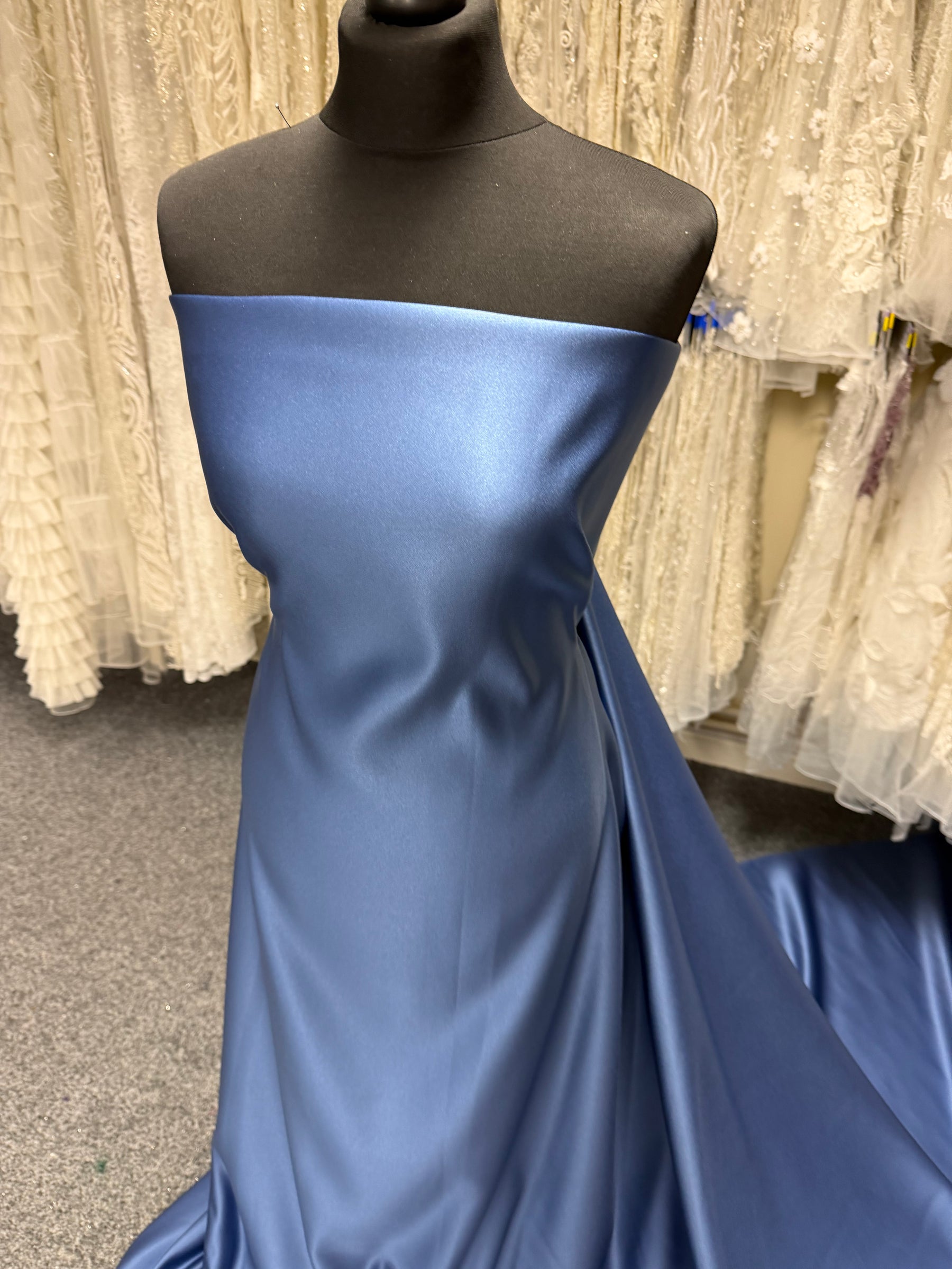 Mineral Blue Polyester Duchess Satin - Contessa