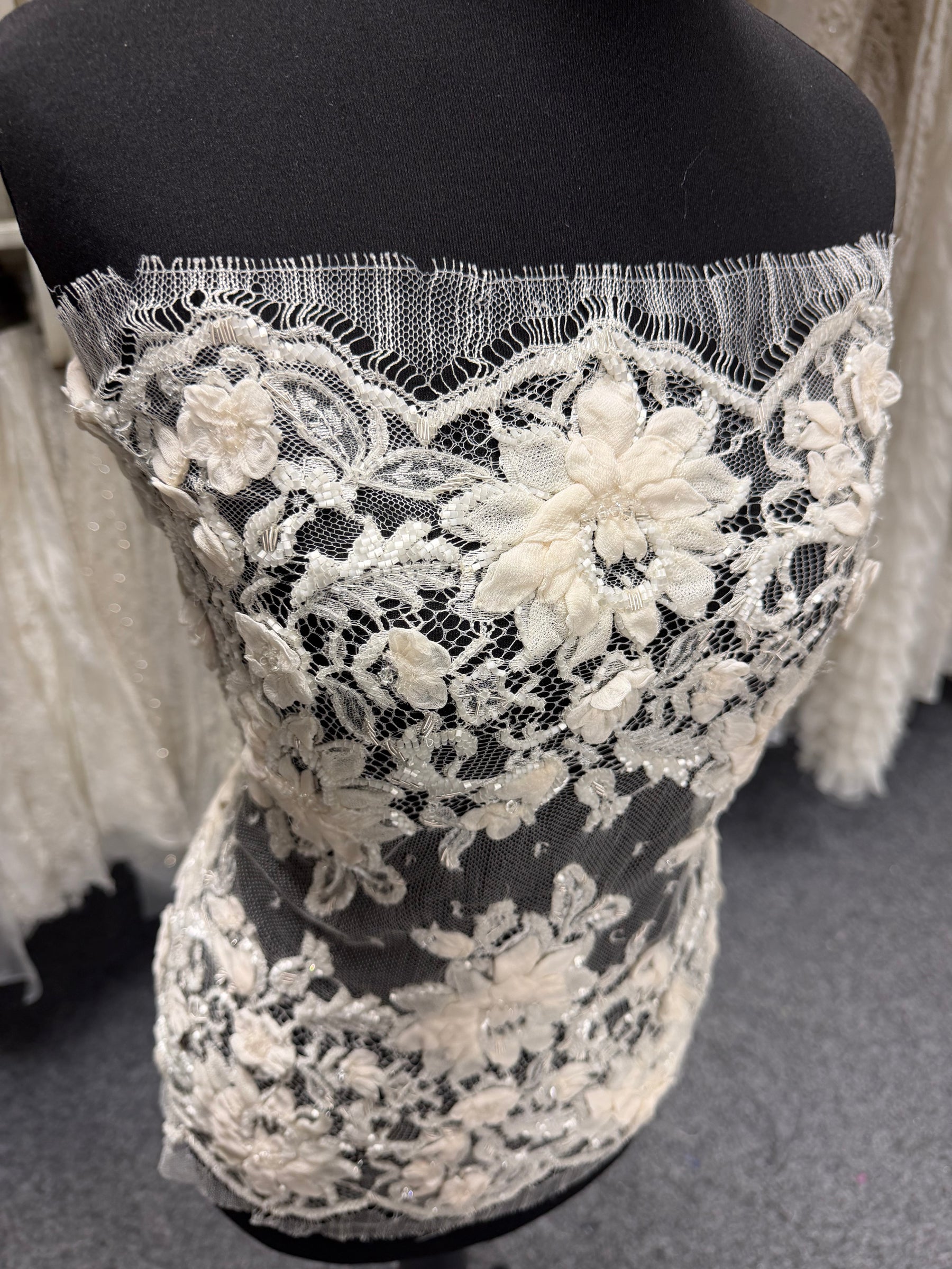 Ivory 3D & Beaded Chantilly Lace - P242