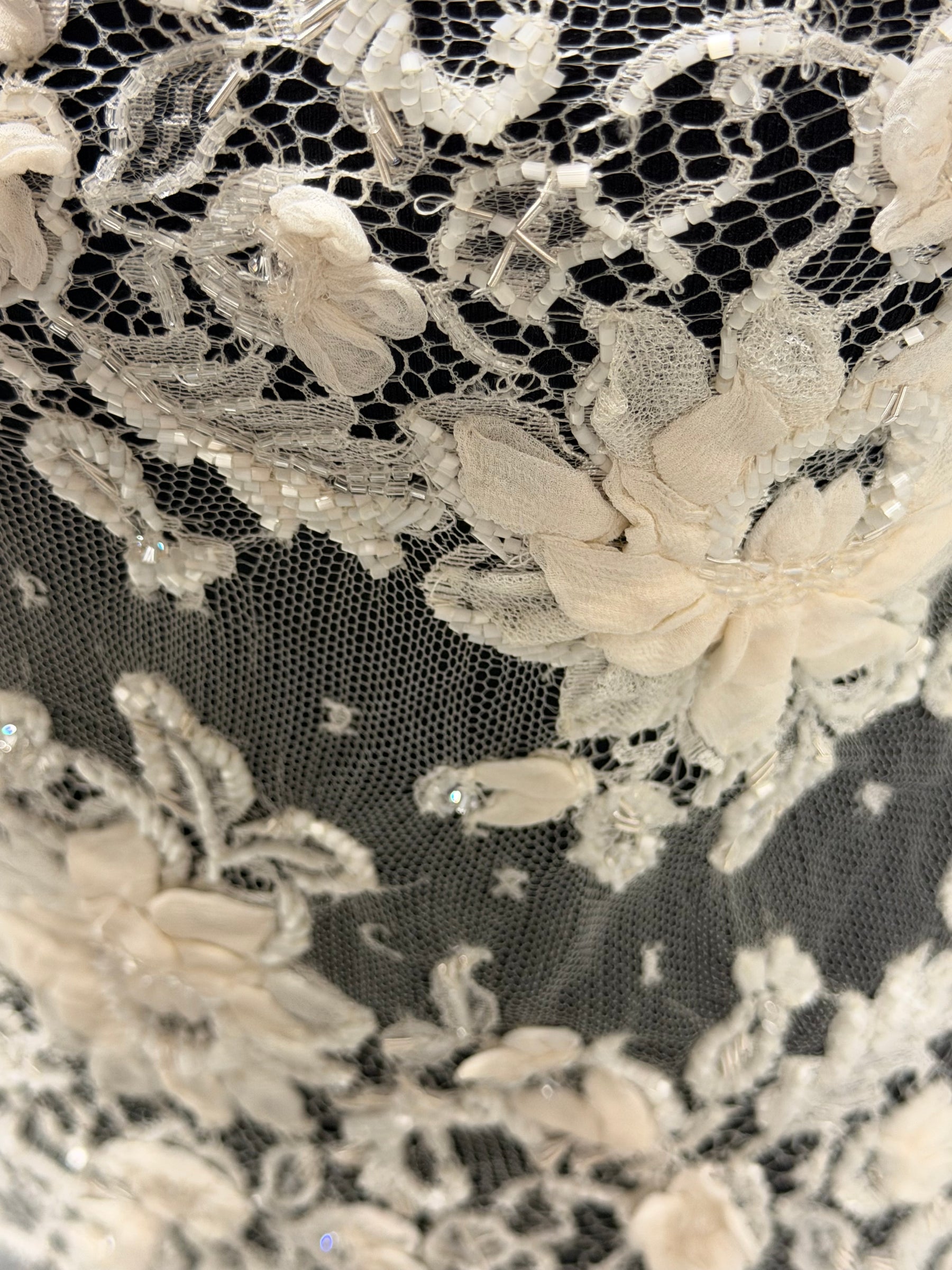 Ivory 3D & Beaded Chantilly Lace - P242