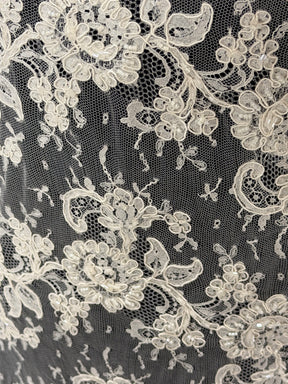 Ivory Corded & Beaded Chantilly Lace - P207