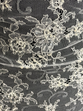 Ivory Beaded Chantilly Lace - P342