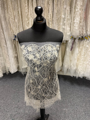 Ivory Beaded Chantilly Lace - P309