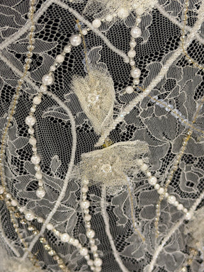 Ivory Beaded Chantilly Lace - P309