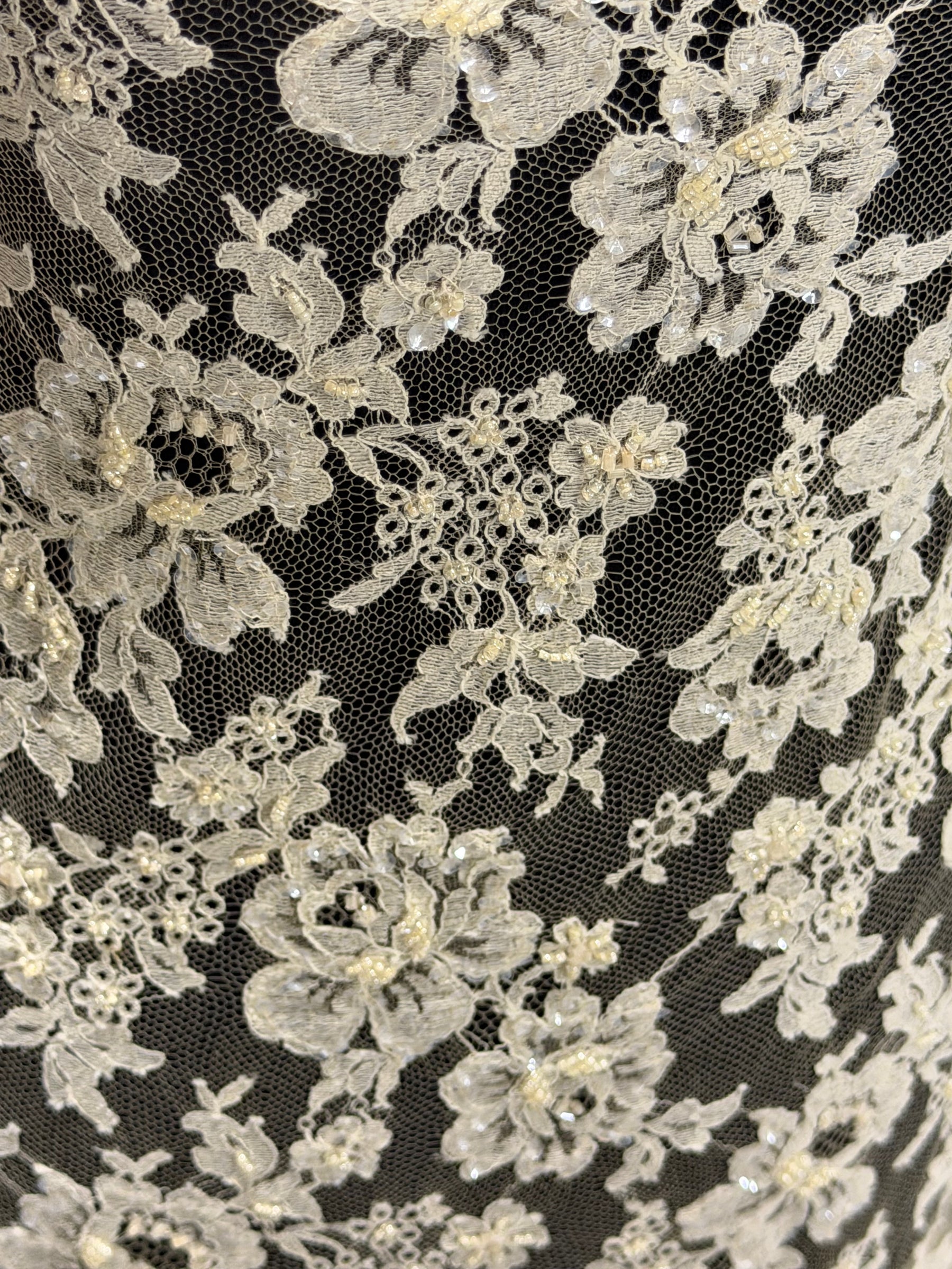 Oyster Beaded Chantilly Lace - P360W