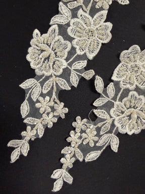 Ivory Beaded Lace Appliques - T69