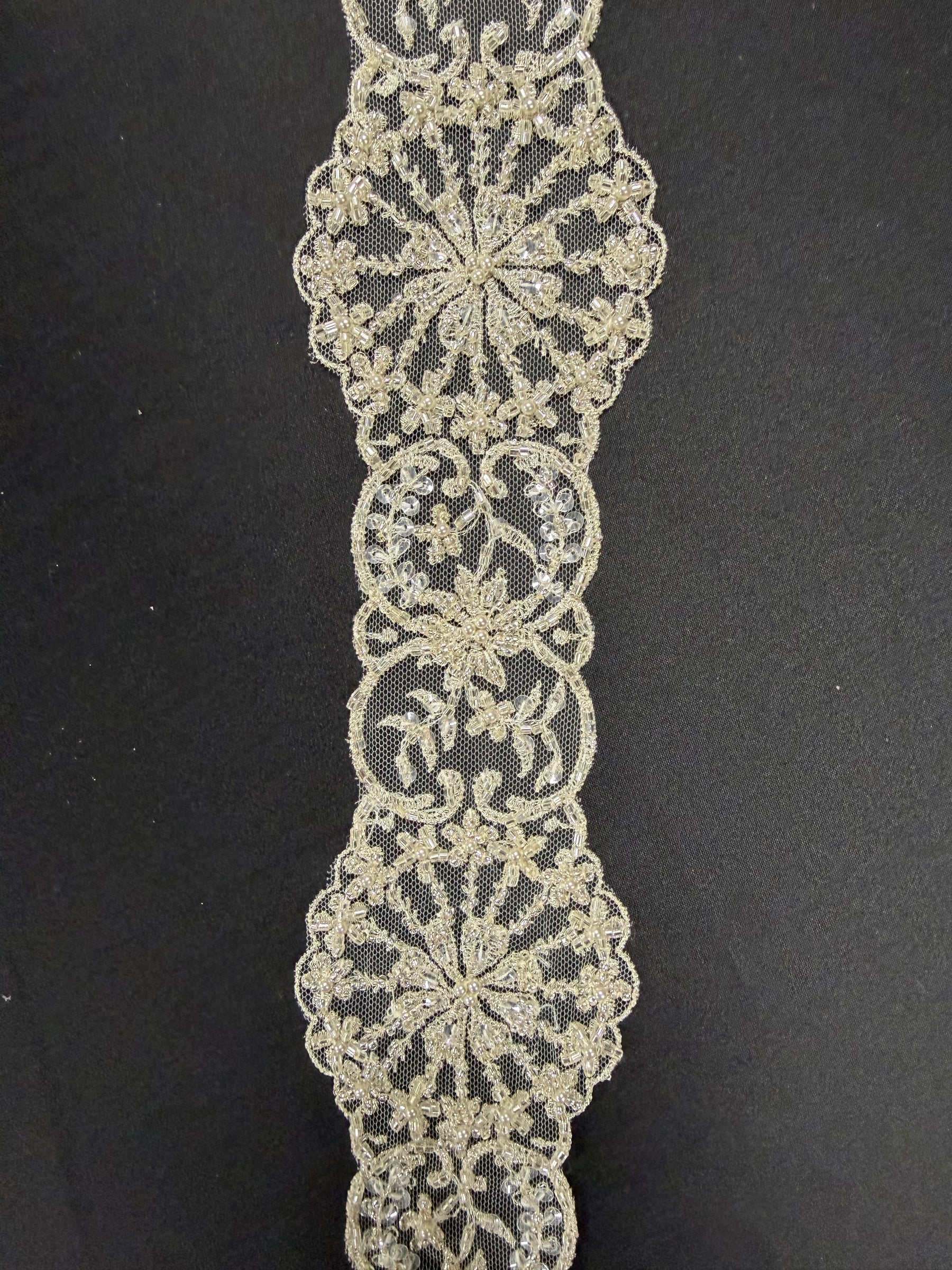 Ivory Beaded Lace Trim - T203