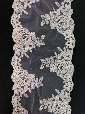 Ivory Corded and Beaded Lace Trim - T32