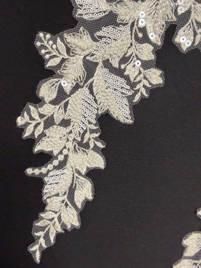 Ivory Beaded Lace Appliques - MT4009