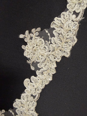 Ivory Ribbon and Bead Lace Trim - T272